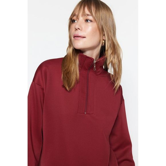 NWT Trendyol Sweatshirt Burgundy Oversize - Picture 3 of 8
